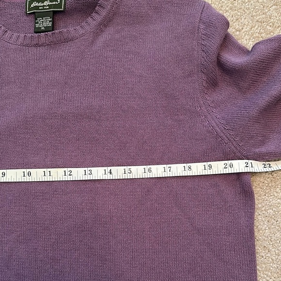 Eddie Bauer Cotton ANGORA Rabbit Hair Nylon Sweater XL Purple Crewneck Pullover - Picture 5 of 10